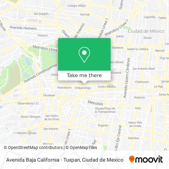 Avenida Baja California - Tuxpan map