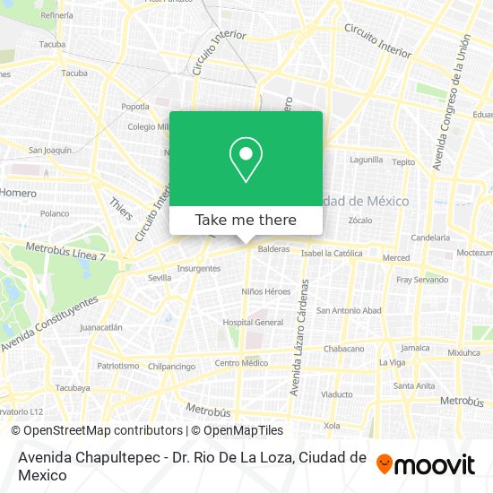 Avenida Chapultepec - Dr. Rio De La Loza map