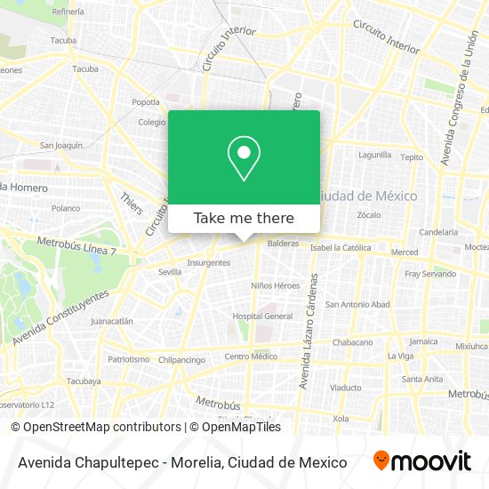 Avenida Chapultepec - Morelia map