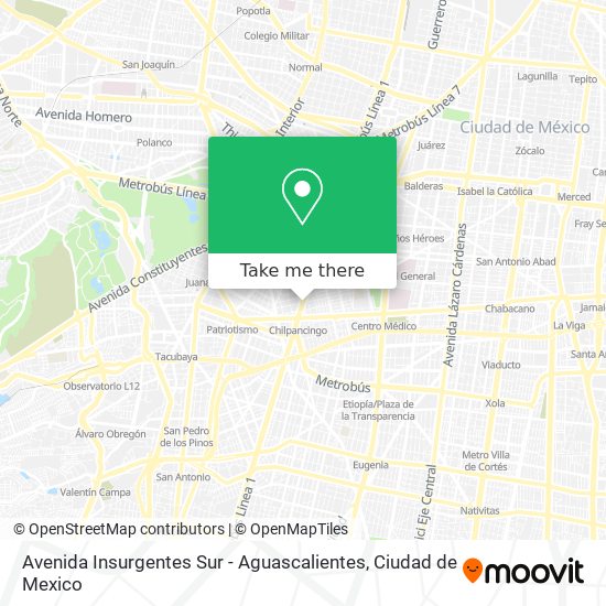Avenida Insurgentes Sur - Aguascalientes map