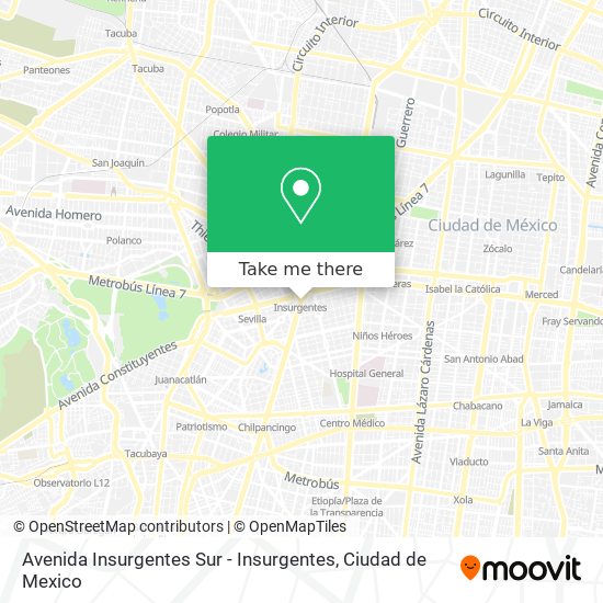 Avenida Insurgentes Sur - Insurgentes map