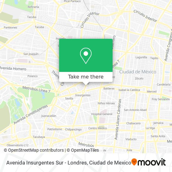 Avenida Insurgentes Sur - Londres map