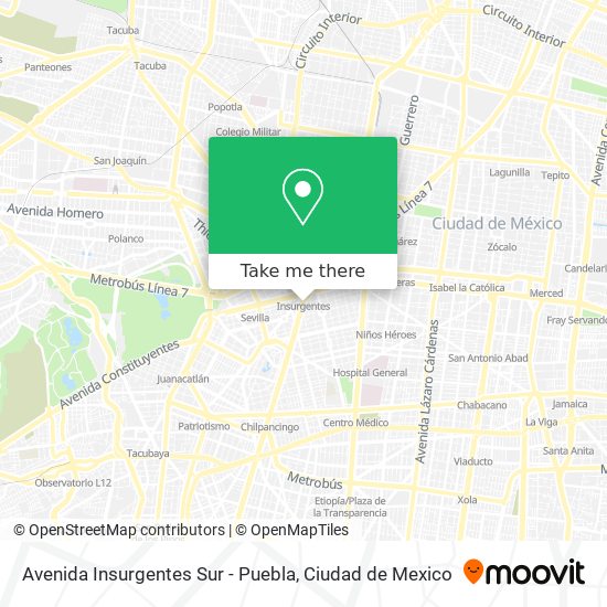 Avenida Insurgentes Sur - Puebla map