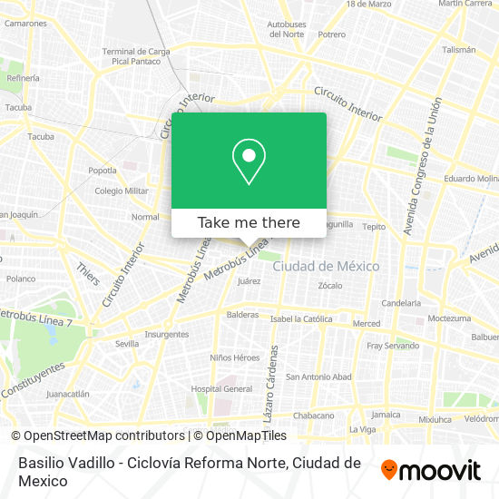 Mapa de Basilio Vadillo - Ciclovía Reforma Norte