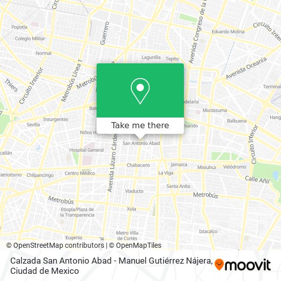 Mapa de Calzada San Antonio Abad - Manuel Gutiérrez Nájera