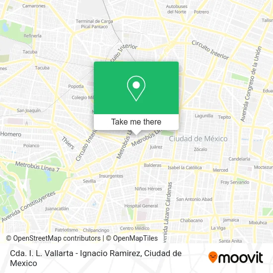 Cda. I. L. Vallarta - Ignacio Ramirez map