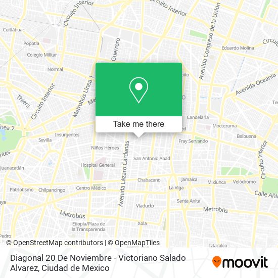 Diagonal 20 De Noviembre - Victoriano Salado Alvarez map