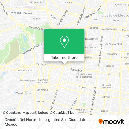 División Del Norte - Insurgentes Sur map