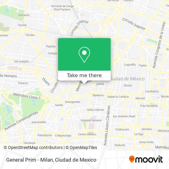 General Prim - Milan map