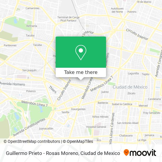 Guillermo Prieto - Rosas Moreno map