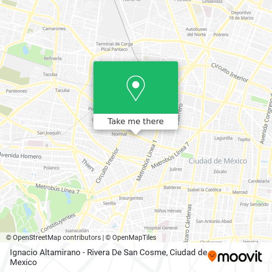 Mapa de Ignacio Altamirano - Rivera De San Cosme