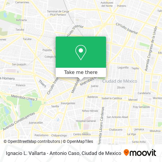 Ignacio L. Vallarta - Antonio Caso map