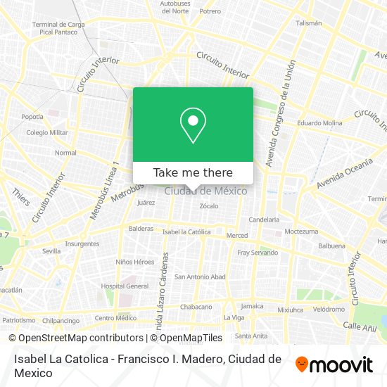 Isabel La Catolica - Francisco I. Madero map