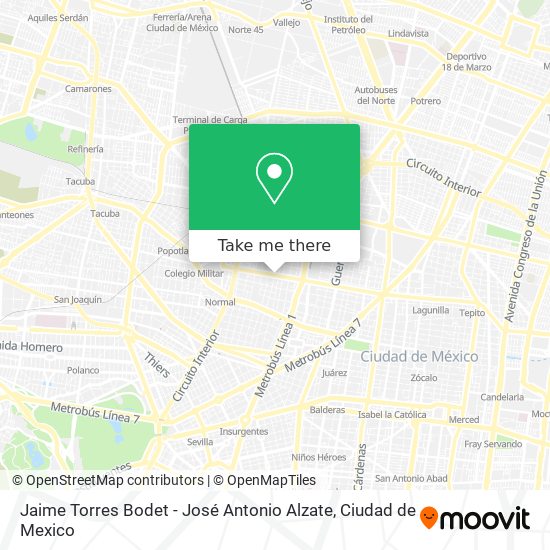 Jaime Torres Bodet - José Antonio Alzate map