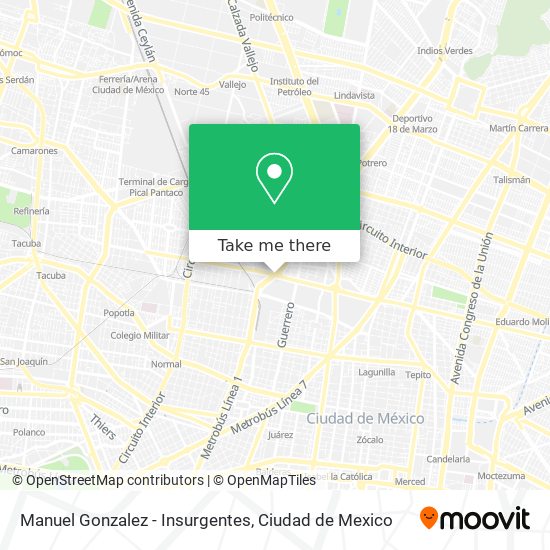 Manuel Gonzalez - Insurgentes map