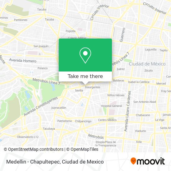 Medellin - Chapultepec map