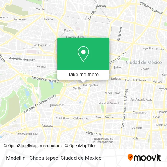 Medellin - Chapultepec map