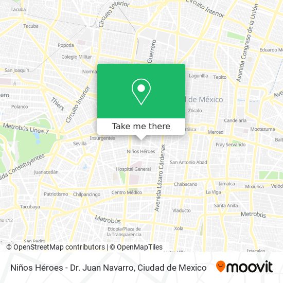 Niños Héroes - Dr. Juan Navarro map