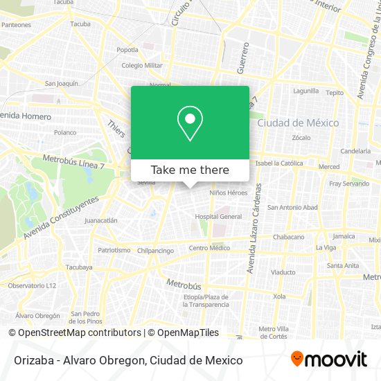 Orizaba - Alvaro Obregon map