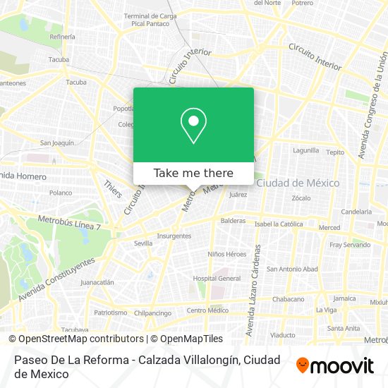 Paseo De La Reforma - Calzada Villalongín map