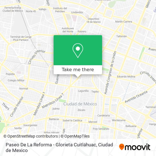 Paseo De La Reforma - Glorieta Cuitláhuac map