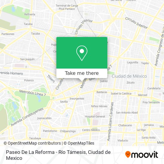 Paseo De La Reforma - Río Támesis map