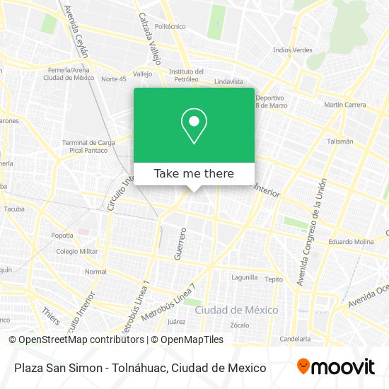 Plaza San Simon - Tolnáhuac map