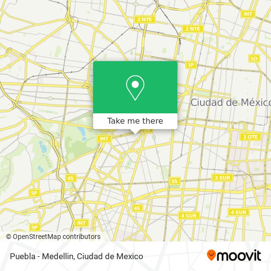 Puebla - Medellin map