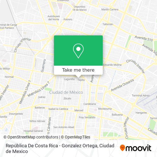 República De Costa Rica - Gonzalez Ortega map