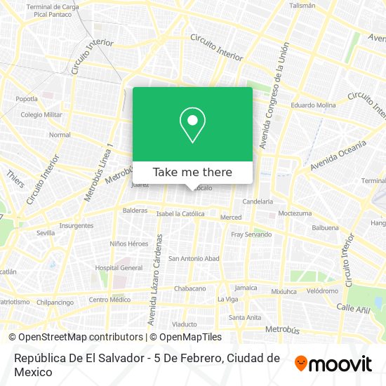 República De El Salvador - 5 De Febrero map