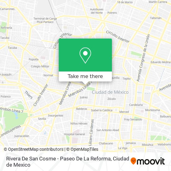 Mapa de Rivera De San Cosme - Paseo De La Reforma