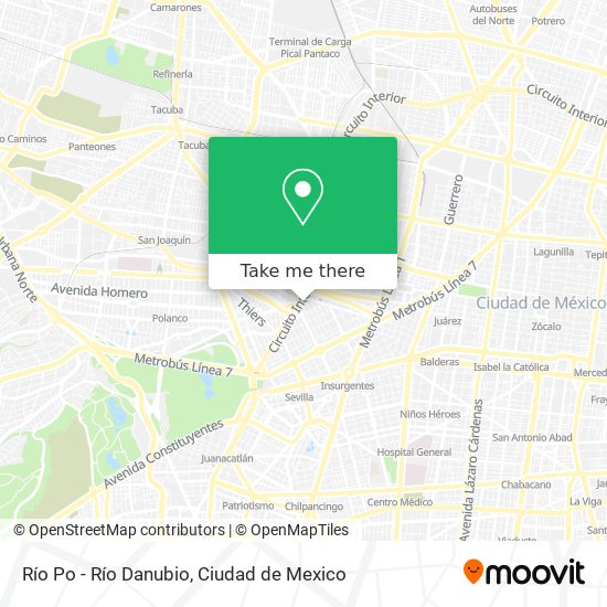 Río Po - Río Danubio map