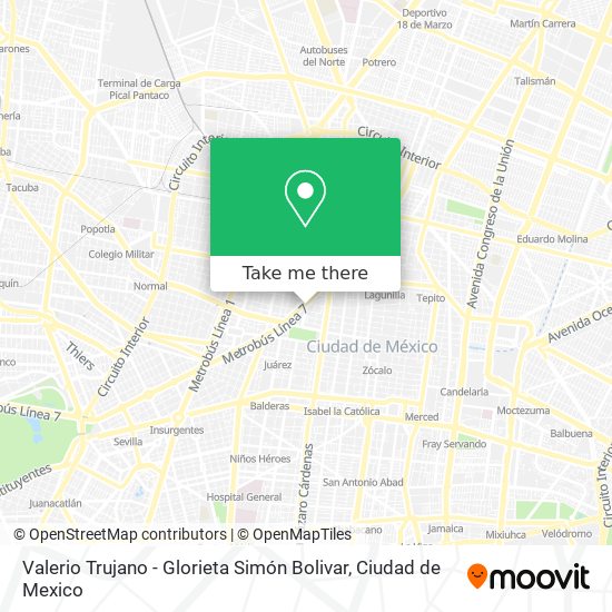 Valerio Trujano - Glorieta Simón Bolivar map