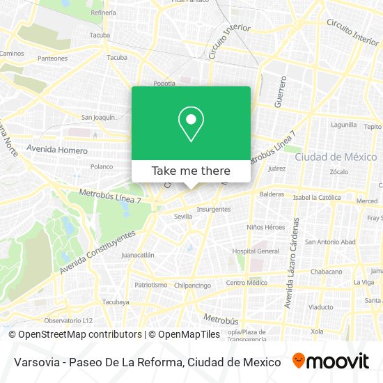 Varsovia - Paseo De La Reforma map