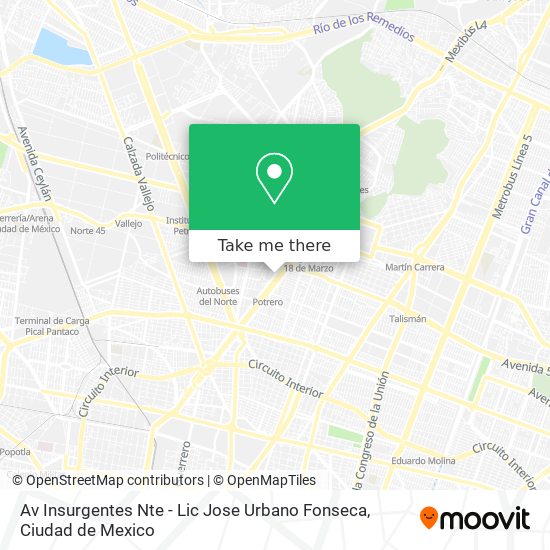 Mapa de Av Insurgentes Nte - Lic Jose Urbano Fonseca