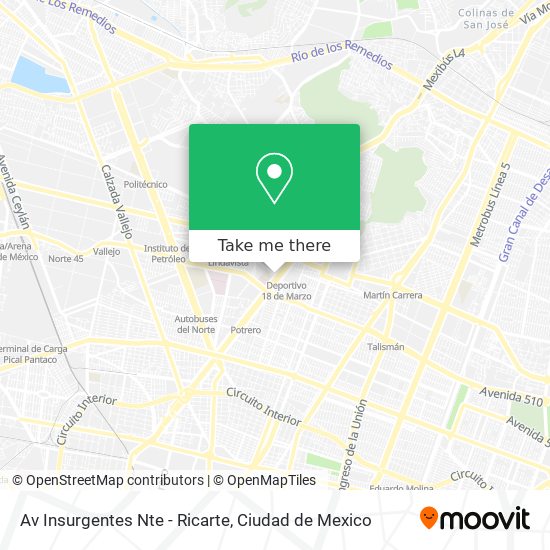 Mapa de Av Insurgentes Nte - Ricarte