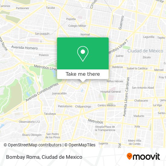 How to get to Bombay Roma in Azcapotzalco by Bus or Metro?