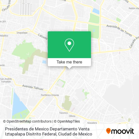 Presidentes de Mexico Departamento Venta Iztapalapa Disitrito Federal map