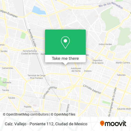 Calz. Vallejo - Poniente 112 map