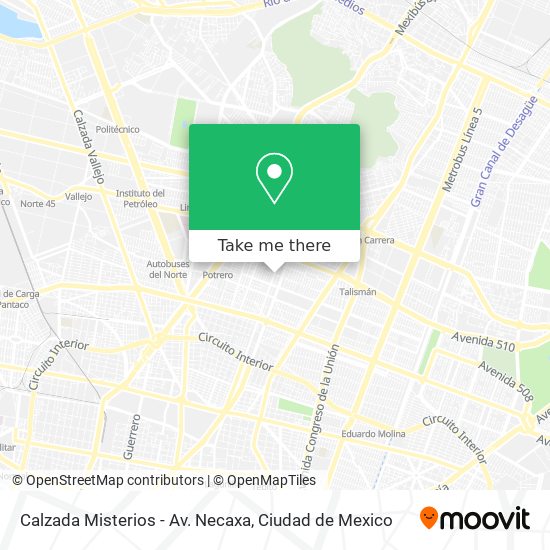 Calzada Misterios - Av. Necaxa map