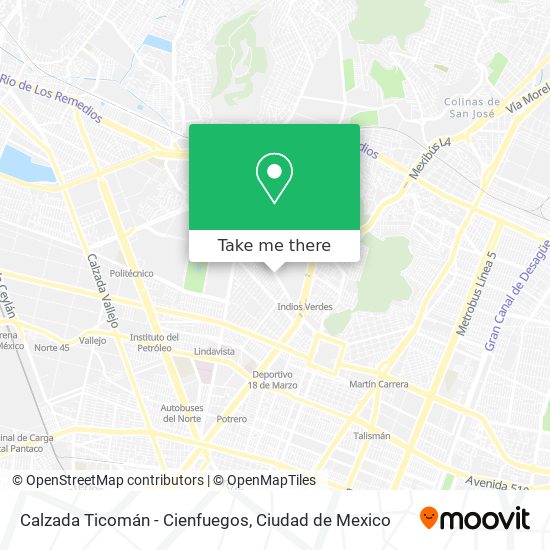Calzada Ticomán - Cienfuegos map