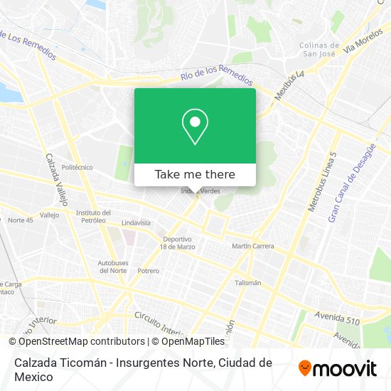 Calzada Ticomán - Insurgentes Norte map