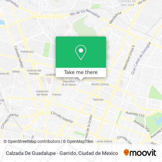 Calzada De Guadalupe - Garrido map