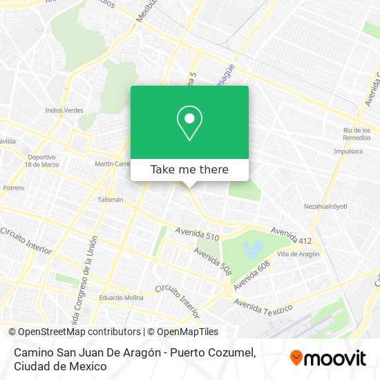 Mapa de Camino San Juan De Aragón - Puerto Cozumel