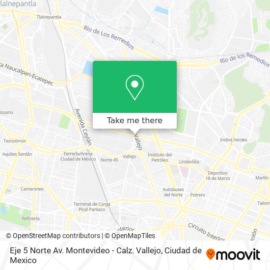 Eje 5 Norte Av. Montevideo - Calz. Vallejo map