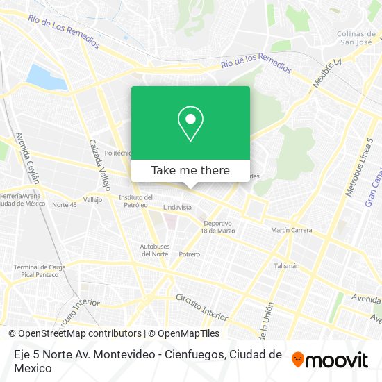 Mapa de Eje 5 Norte Av. Montevideo - Cienfuegos
