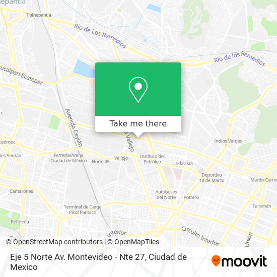 Eje 5 Norte Av. Montevideo - Nte 27 map