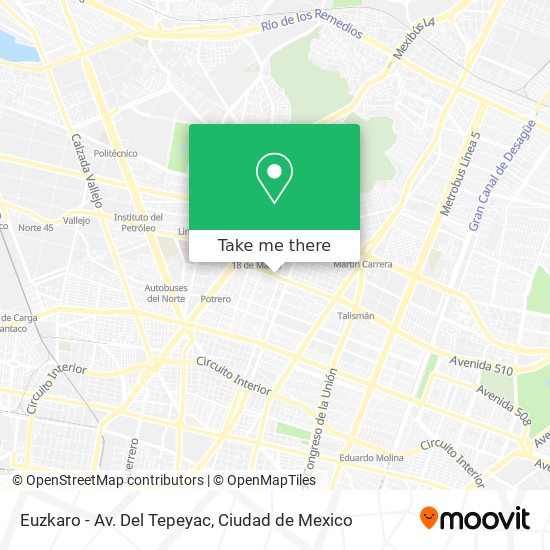 Mapa de Euzkaro - Av. Del Tepeyac