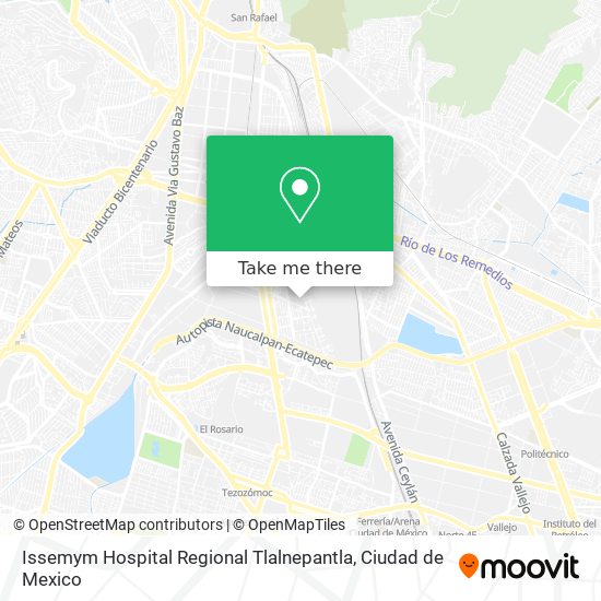 Mapa de Issemym Hospital Regional Tlalnepantla