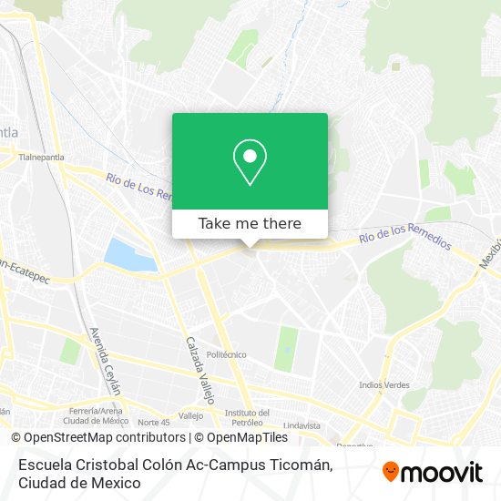 Mapa de Escuela Cristobal Colón Ac-Campus Ticomán